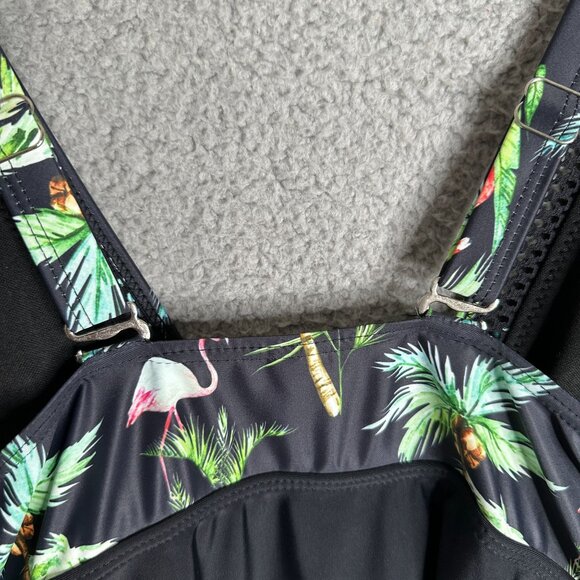 Daci Flamingo Plus Size One Piece Swimsuit 22W Mesh Tropical‎ Beach Resort - Picture 7 of 10